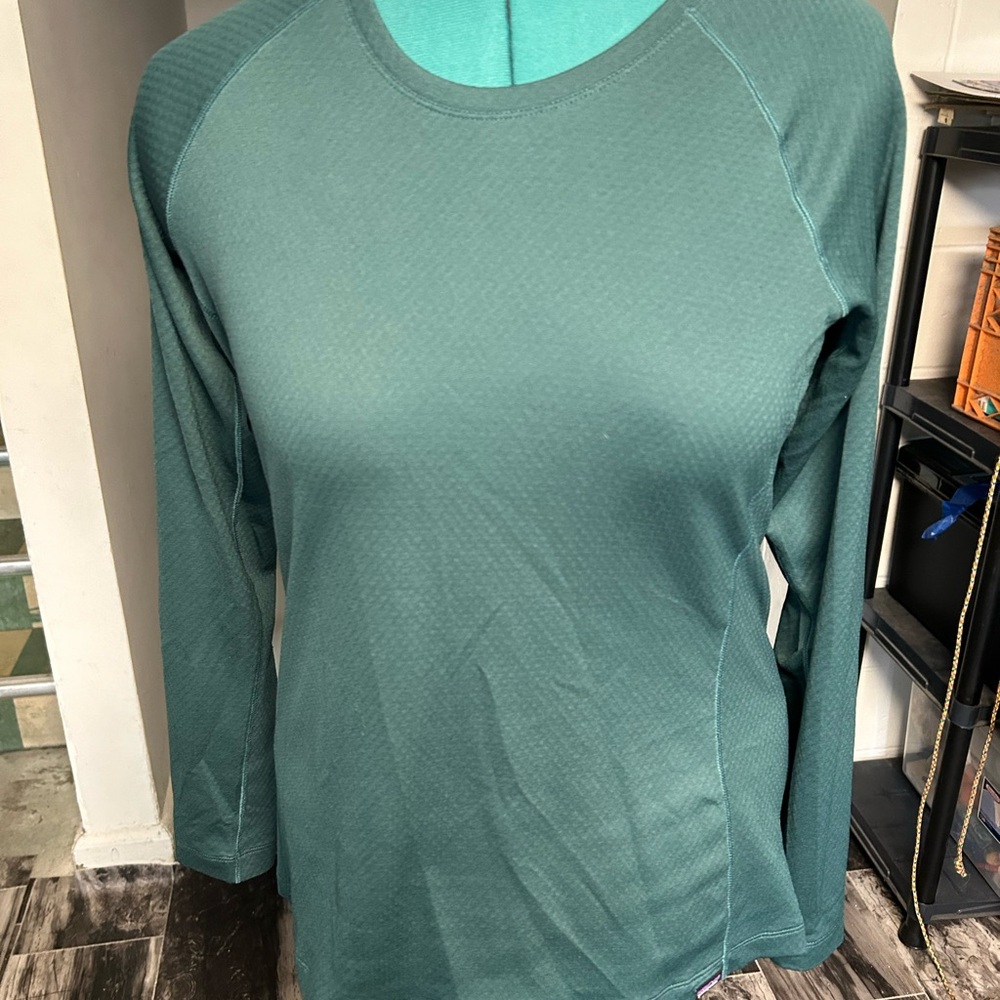 Patagonia Teal Long Sleeve Base Layer Women's Top Size Large midweight